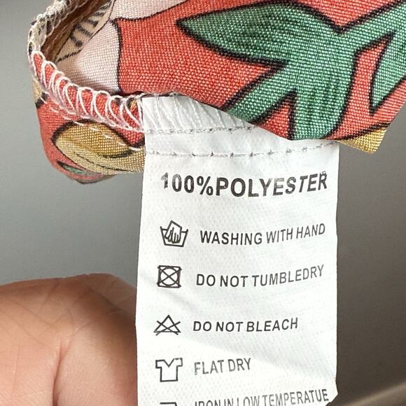 Sunday Up Womens Floral Boho Dress Medium Orange Retro Eclectic Mini Boho Easter - Picture 7 of 10